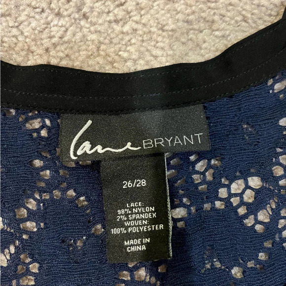 Lane Bryant Crew Neck Sheet Yoke Lace Blouse - Picture 5 of 7